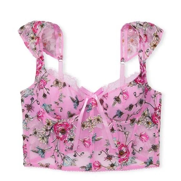 Victoria's Secret Pink Floral Embroidered Corset Top - Picture 3 of 6